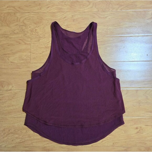 Lululemon Double Layered Sheer Burgundy Tank Top - Picture 1 of 9